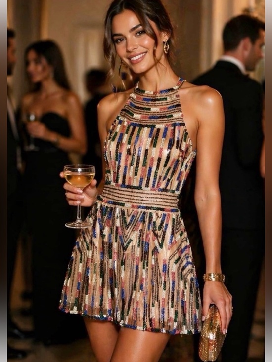 NBD Dresses & Skirts - NWT X NBD Kenya Beaded Halter Mini Dress S MSRP $545